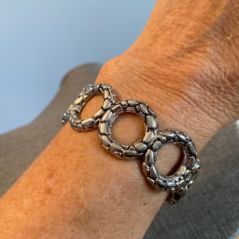 VTG Hinged Silver Statement Bracelet